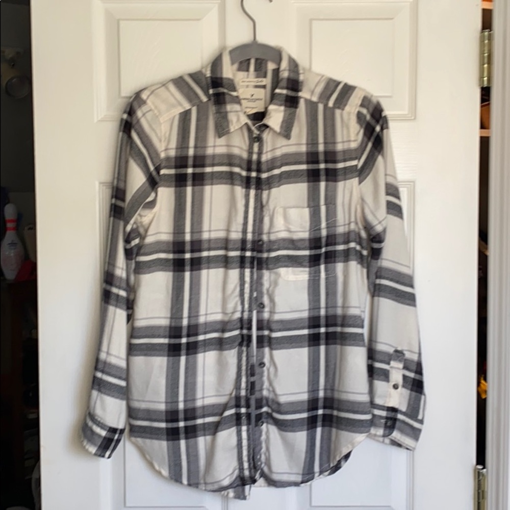 black and white american eagle flannel